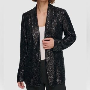 DKNY Women's Sequin Open-Front Blazer with pockets Size 2 NWT
